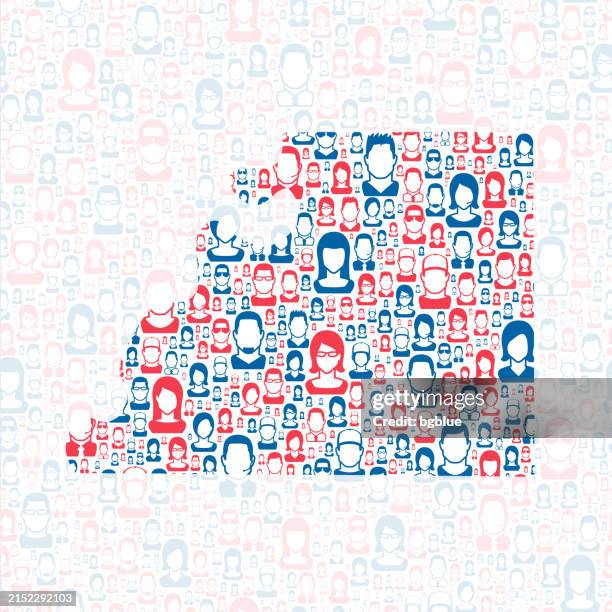 buchanan county, missouri. map with blue and red people - st joseph missouri stock illustrations