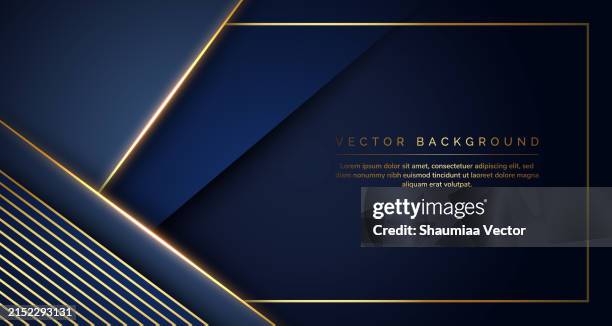 stockillustraties, clipart, cartoons en iconen met dark blue purple and gold luxury line overlap layered abstract background, with lighting effect and sparkle with copy space for text - uitnodiging