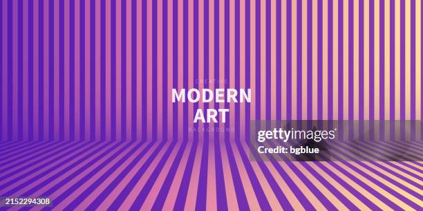abstract striped background and purple gradient - trendy 3d background - light lines room stock illustrations