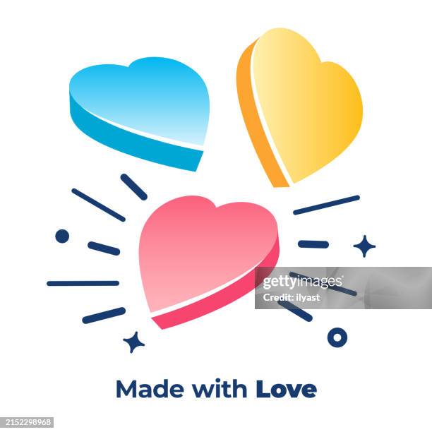 3d-banner-design für liebeskonzept - muttertag herz stock-grafiken, -clipart, -cartoons und -symbole