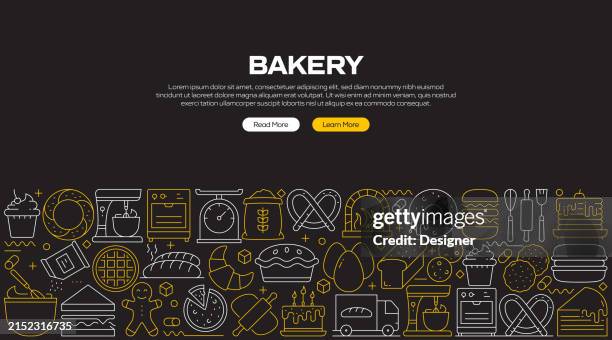 bakery related banner design for web page, headline, brochure, annual report and book cover - yeast bread stock illustrations