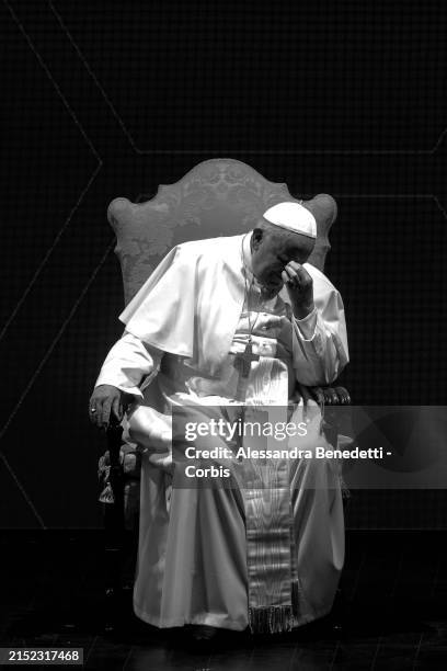 Pope Francis attends the fourth edition of the states General on natality, on May 10, 2024 in Rome, Italy. Speaking at the conference in Rome on...