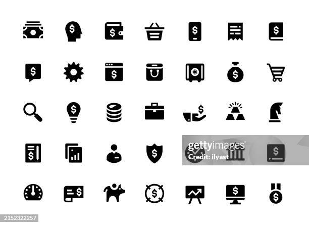 bildbanksillustrationer, clip art samt tecknat material och ikoner med solid icon set for financial technology - pengar