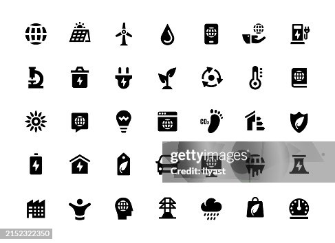 Solid Icon Set for Energy Transformation Solid Icon Set for Energy Transformation