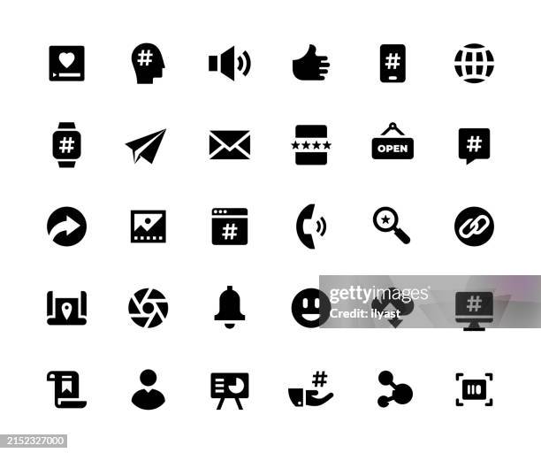 solid icon set for growth marketing - hard conversation stock illustrations