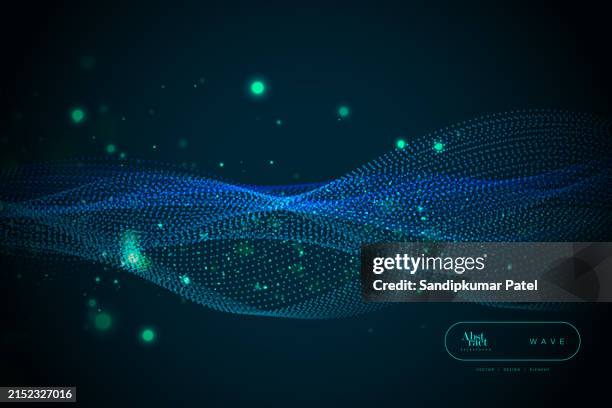 dynamic blue particle wave. abstract sound visualization. digital structure of the wave flow of luminous particles. - fast train stock illustrations