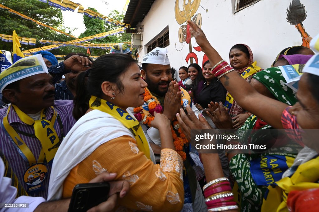 AAP East Delhi Candidate for Lok Sabha election Kuldeep Kumar during ...