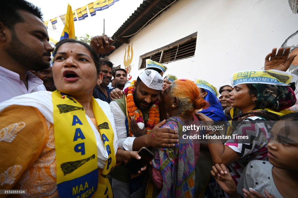 AAP East Delhi Candidate for Lok Sabha election Kuldeep Kumar during ...