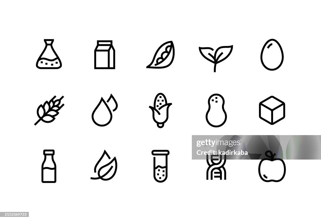 Gluten free line icon set. Group of object.