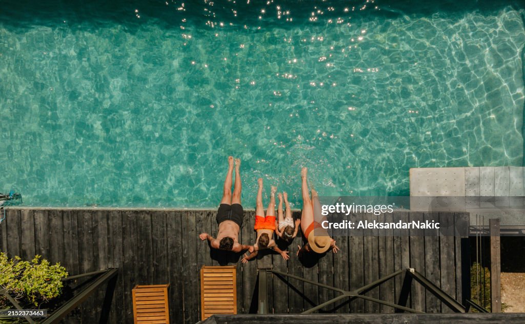 Relaxing by the pool