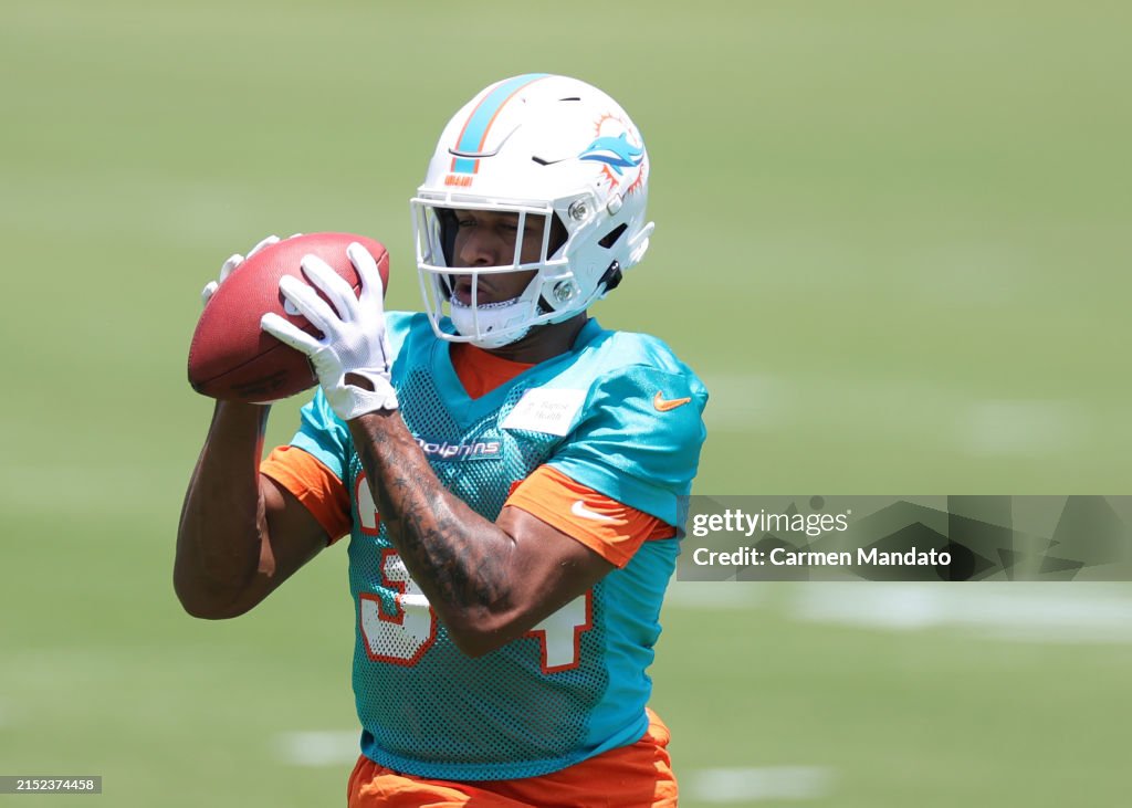 Jordan Colbert Jordan Colbert of the Miami Dolphins participates in rookie minicamp ...