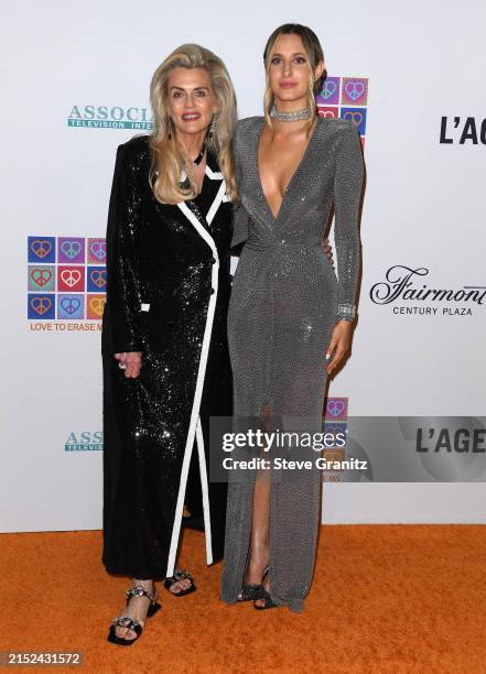 Sybil Rickel Nancy Davis and Isabella Rickel arrives at the 2024 Race To Erase MS ...