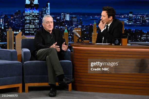 Episode 1973 -- Pictured: Actor Robert De Niro during an interview with host Jimmy Fallon on Tuesday, May 14, 2024 --