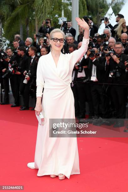 Meryl Streep attends "Le Deuxieme Acte" Screening & opening ceremony red carpet at the 77th annual Cannes Film Festival at Palais des Festivals on...