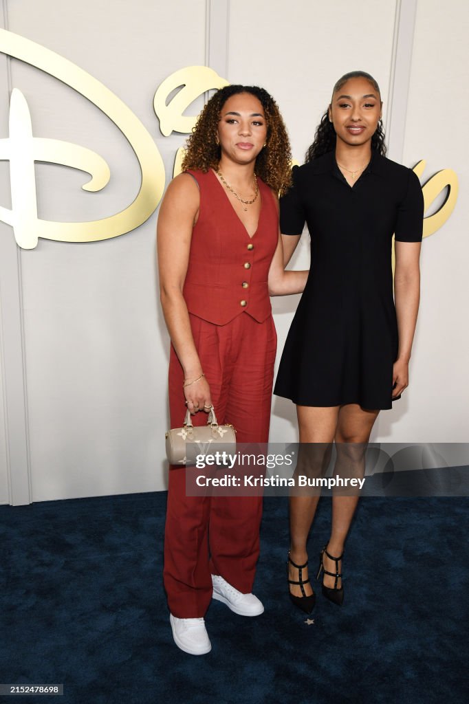 Juju Rice Kiki Rice and JuJu Watkins at the Disney 2024 upfront presentation ...