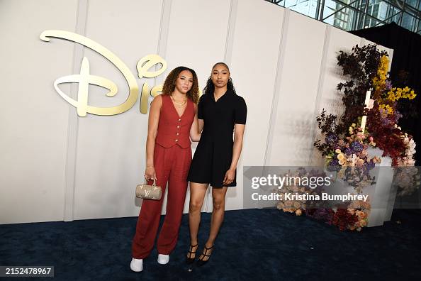 Juju Rice Kiki Rice and JuJu Watkins at the Disney 2024 upfront presentation ...