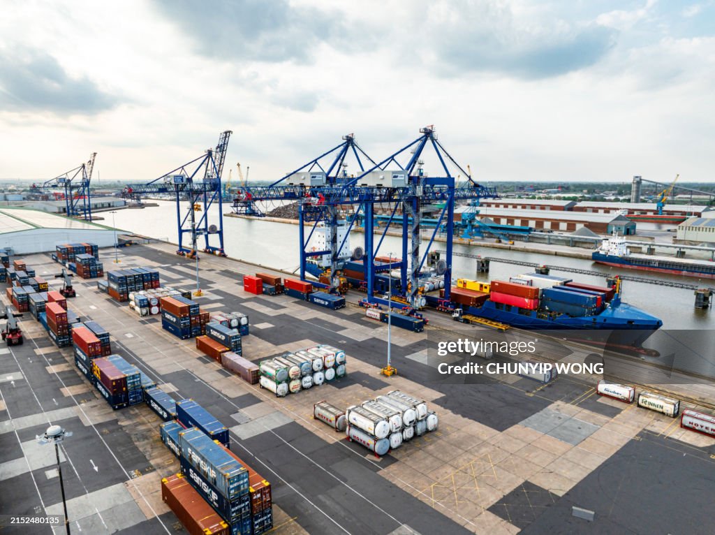 Aerial view of Port of Hull, UK