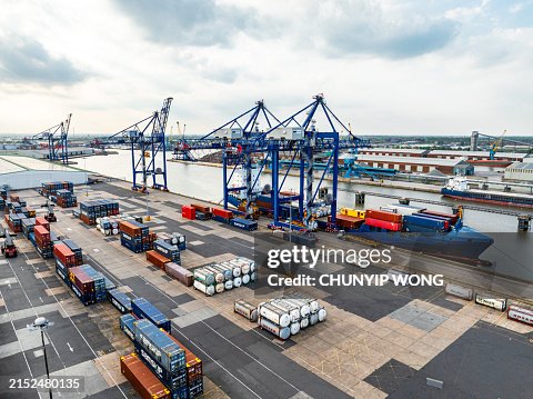 Aerial view of Port of Hull, UK Aerial view of Port of Hull, UK