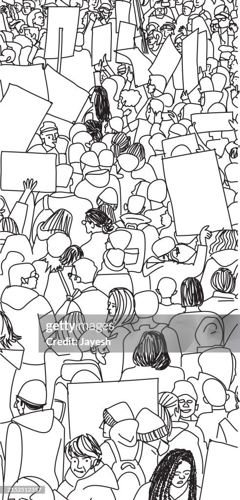 Protest Drawable Illustration Of Protestors Protesting At A Protest March For Awareness ...