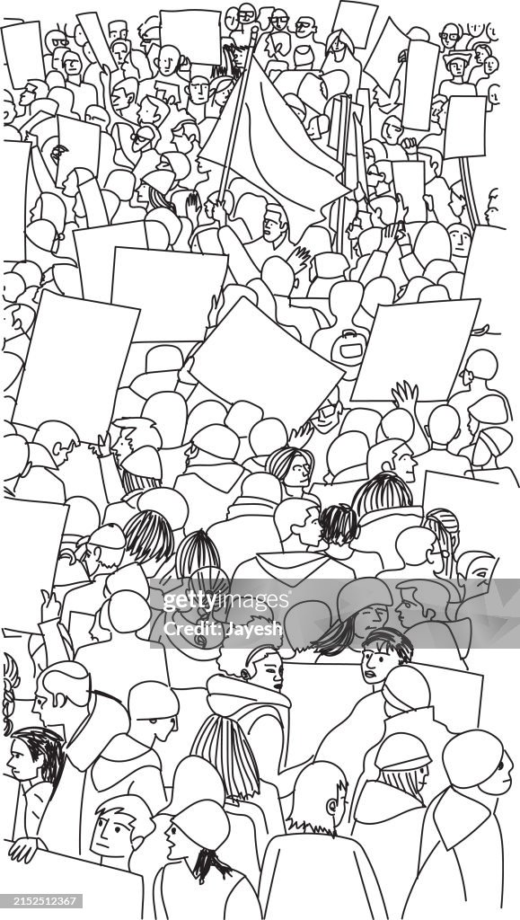 Protest Drawable Illustration Of Protestors Protesting At A Protest March For Awareness ...