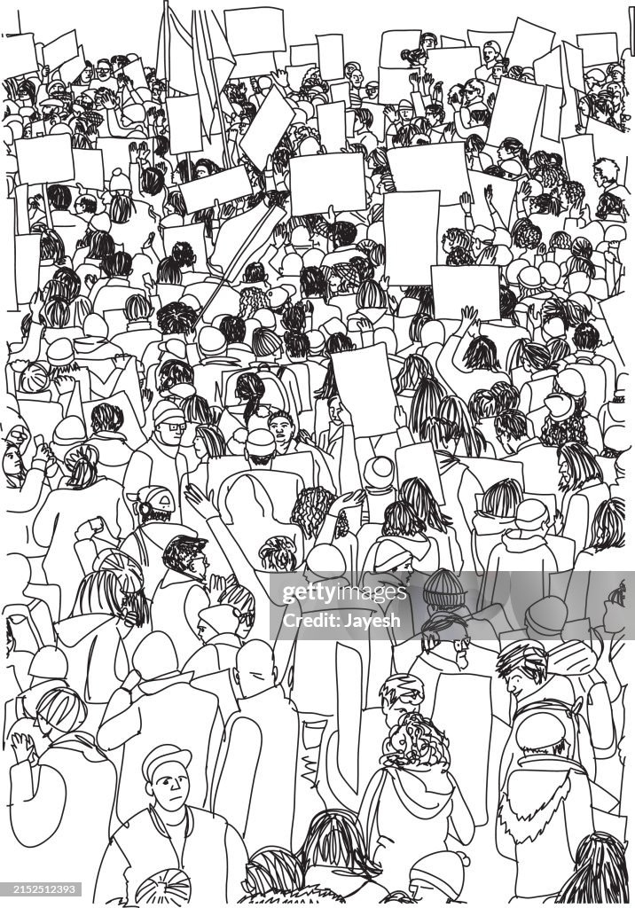 Protest Rights Drawing Illustration Of Protestors Protesting At A Protest March For Awareness ...