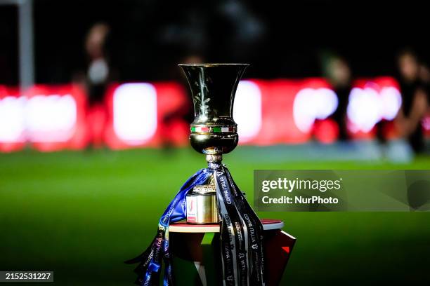 The trophy during the Coppa Italia 2023/2024 Frecciarossa final match between Atalanta BC and Juventus FC at Stadio Olimpico on May 15, 2024 in Rome,...