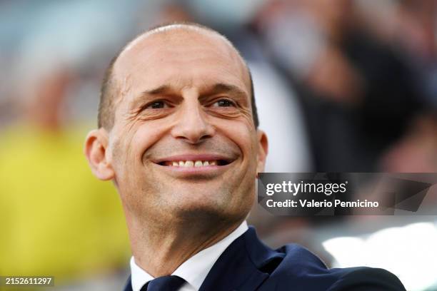Massimiliano Allegri, Head Coach of Juventus, looks on prior to the Serie A TIM match between Juventus and US Salernitana at Allianz Stadium on May...