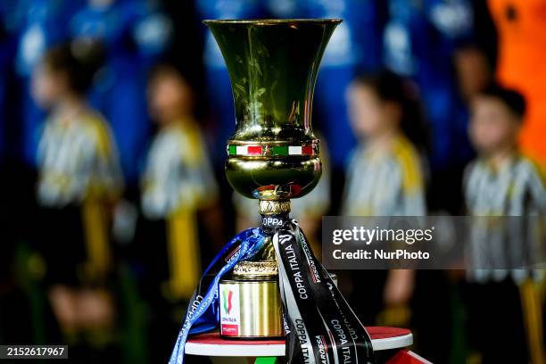 Close up of the trophy during the Coppa Italia 2023/2024 Frecciarossa final match between Atalanta BC and Juventus FC at Stadio Olimpico on May 15,...