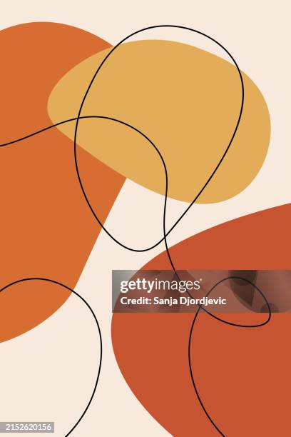 boho style colorful line art shapes seamless pattern - organic circle pattern stock illustrations