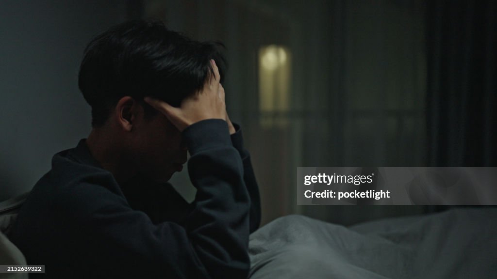 10代の少年のうつ病と夜の不安。