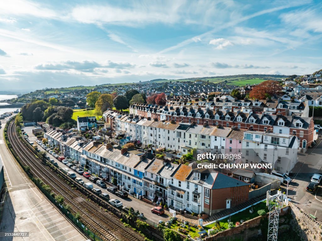 Drone view of Teignmouth & Shaldon, Devon, UK