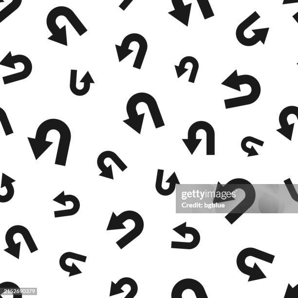 u-turn direction arrow. seamless pattern. icons on white background - letter u stock illustrations