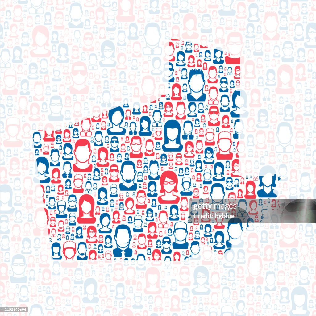 Carroll County, Georgia. Map with blue and red People