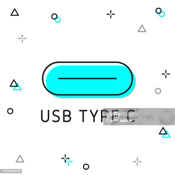 usb type c port. line icon on white background - network cables white background stock illustrations
