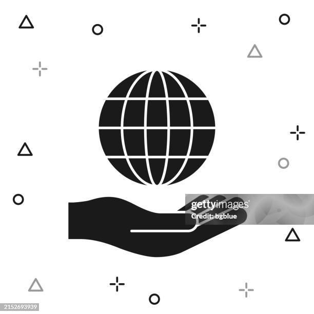 globe in hand. icon on white background - local map icon stock illustrations