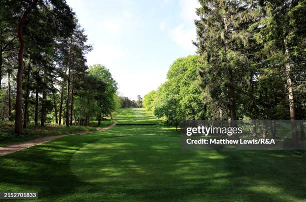 General view of the 18th hole ahead of the G4D Open at Woburn Golf Club on May 13, 2024 in Woburn, England.