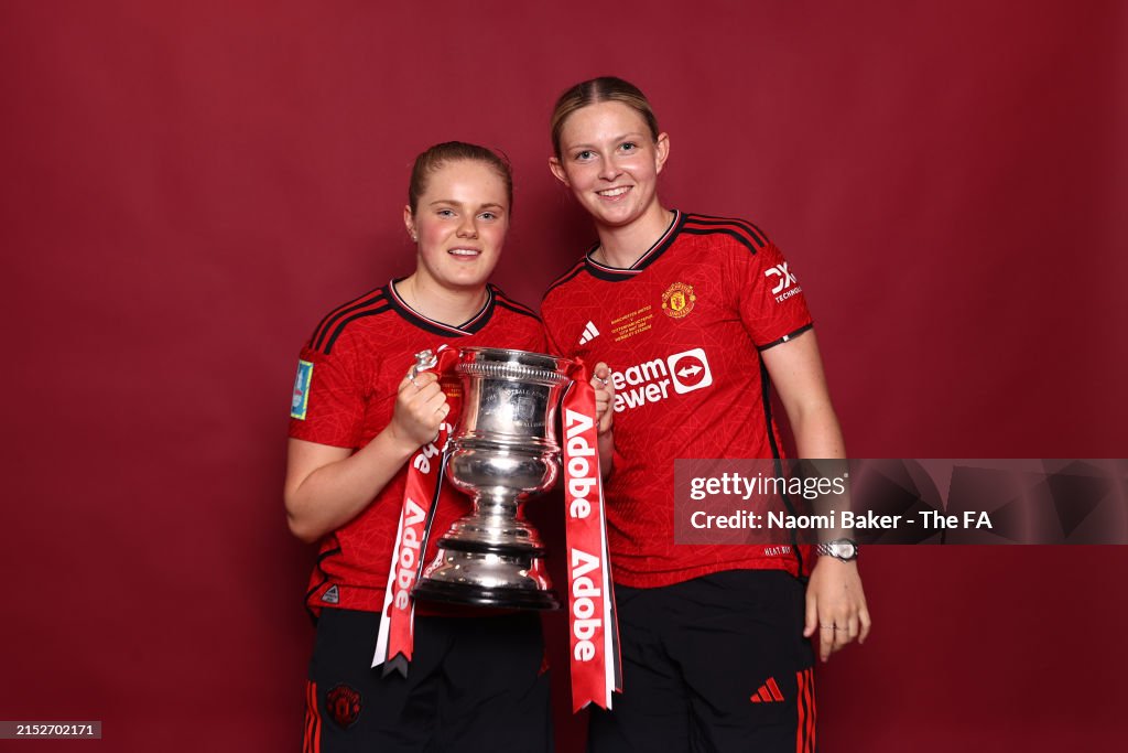 Rabjohn Emma Watson and Evie Rabjohn of Manchester United poses for a photo ...