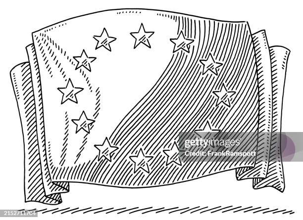 european union flag banner stars drawing - european union flag stock illustrations