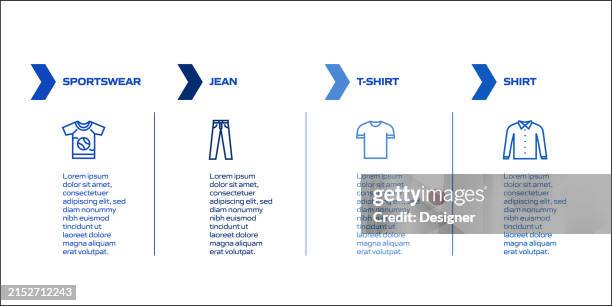 clothes and accessories related process infographic template. process timeline chart. workflow layout with linear icons - blouse stock illustrations