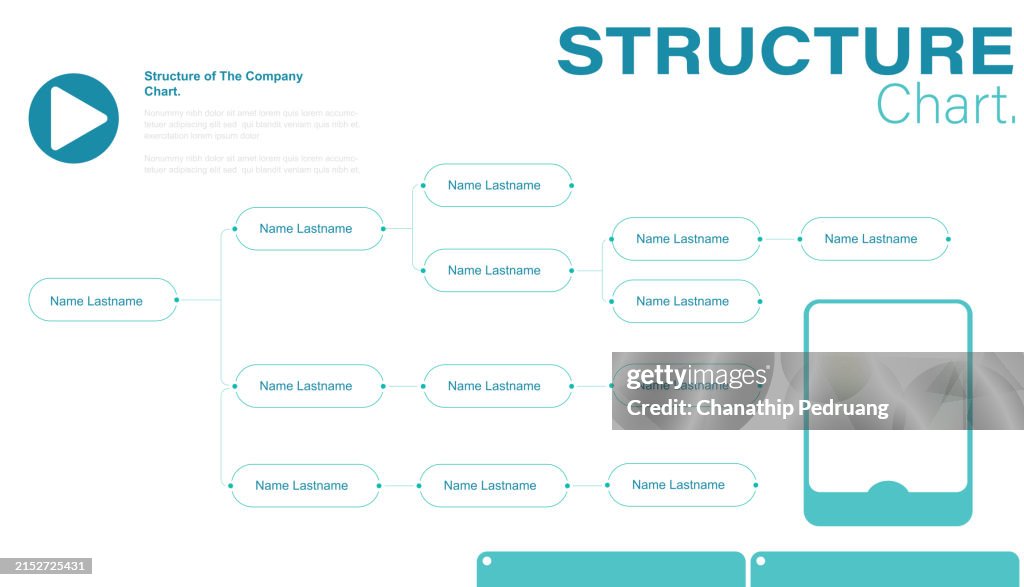 Company Business hierarchy organogram chart infographics. Corporate organizational structure graphic elements. stock illustration Organization Chart, Info