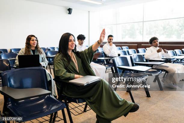 coeducational class at saudi university, riyadh - saudi classroom stock pictures, royalty-free photos & images