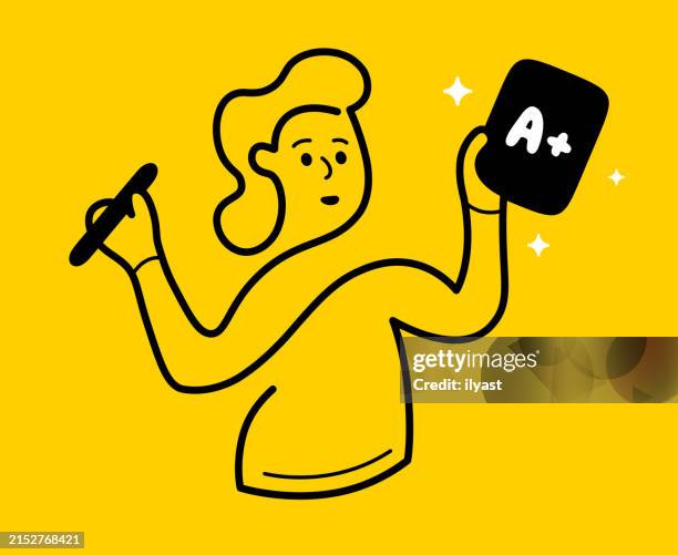 continuous editable line character with education grade - continuous learning stock illustrations