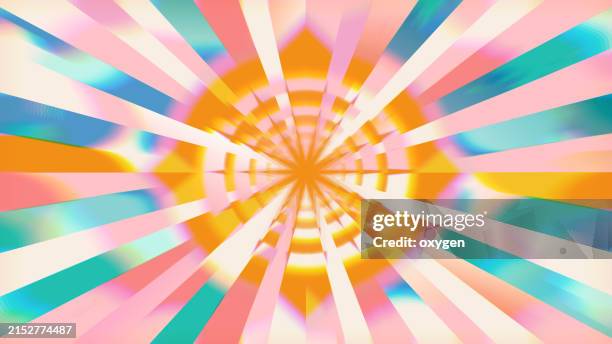 radiant sunburst abstract with pastel stripes - caleidoscopio patrón fotografías e imágenes de stock