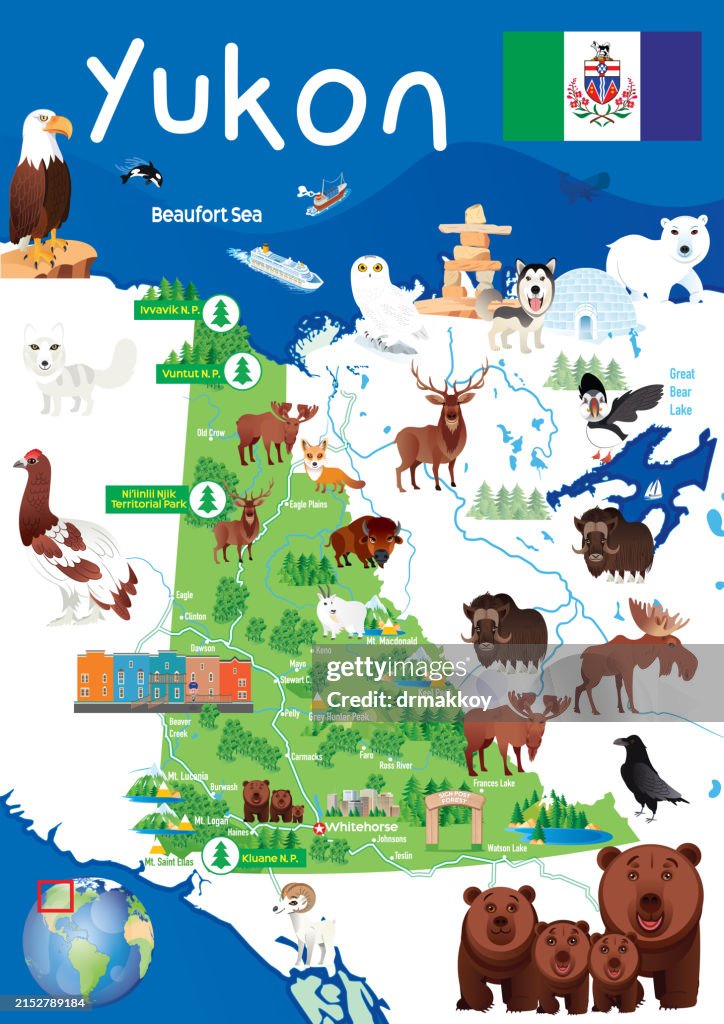 Mapa de viaje del Territorio del Yukón