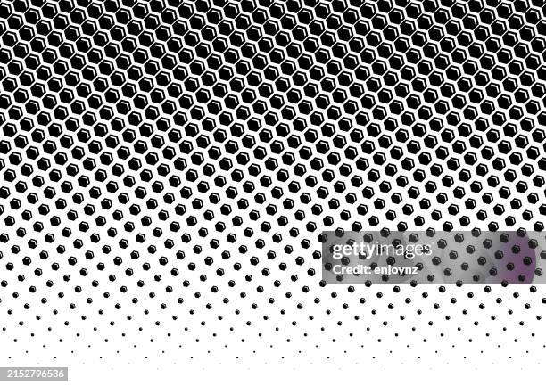 black hexagon gradient pattern background - honey comb pattern stock illustrations
