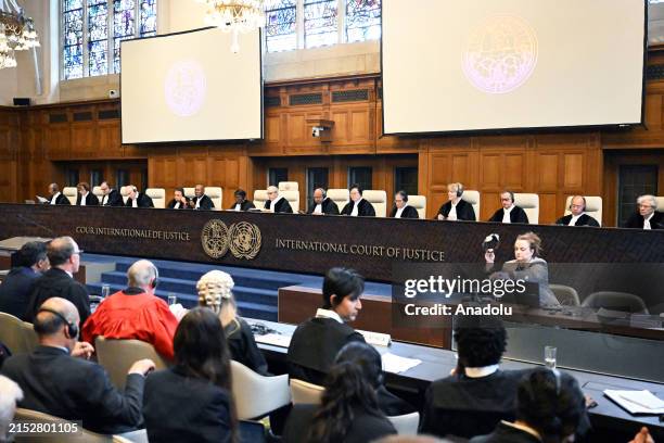 General view of the International Court of Justice before the hearing of Israeli delegation to defend in the in the two-day hearing at the...