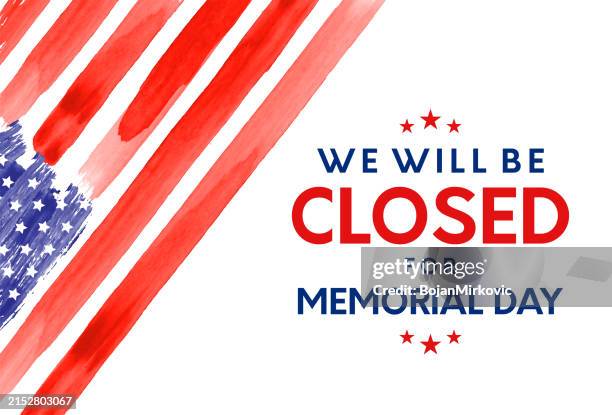 we will be closed for memorial day banner, card. vector - memorial day vector stock illustrations