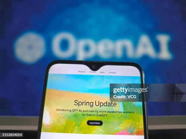 In this photo illustration, the update interface of ChatGPT app is seen on May 14, 2024 in Suqian, Jiangsu Province of China. OpenAI releases GPT-4o,...