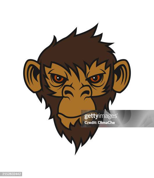 illustrations, cliparts, dessins animés et icônes de tête de singe, de singe ou de gorille - mascotte de personnage vectoriel - chimpanzee aggression