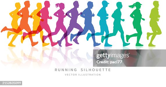 Running colorful vector silhouette. Running colorful vector silhouette.